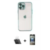 MARSİLYAN™- iPhone 12 Pro Kılıf Vadi Minimal - Siyah 34D Hayalet Izgaralı Cam + Kamera Lens Koruma Cam - SF