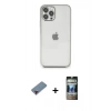 MARSİLYAN™- iPhone 12 Pro Kılıf Vadi Minimal - Siyah 34D Hayalet Izgaralı Cam + Metal Kamera Lens Koruma Cam - KI