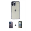 MARSİLYAN™- iPhone 12 Pro Kılıf Vadi Minimal - Siyah 34D Hayalet Izgaralı Cam + Neon Fosforlu Kamera Lens - MI