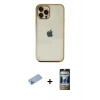 MARSİLYAN™- iPhone 12 Pro Kılıf Vadi Minimal - Siyah 34D Hayalet Izgaralı Cam + Shine Kamera Lens Koruma Cam - MI