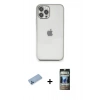 MARSİLYAN™- iPhone 12 Pro Kılıf Vadi Minimal - Siyah 34D Hayalet Izgaralı Cam + Shine Kamera Lens Koruma Cam - MI
