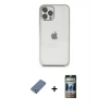 MARSİLYAN™- iPhone 12 Pro Kılıf Vadi Minimal - Siyah 34D Hayalet Izgaralı Cam + Metal Kamera Lens Koruma Cam - AKYL