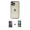 MARSİLYAN™- iPhone 12 Pro Kılıf Vadi Minimal - Siyah 34D Hayalet Izgaralı Cam + Neon Fosforlu Kamera Lens - TU