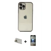 MARSİLYAN™- iPhone 12 Pro Kılıf Vadi Minimal - Siyah 34D Hayalet Izgaralı Cam + Rainbow Kamera Lens Koruma Cam - GD