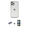 MARSİLYAN™- iPhone 12 Pro Kılıf Vadi Minimal - Siyah 34D Hayalet Izgaralı Cam + Renkli Kamera Lens Koruma Cam - SI