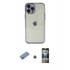 MARSİLYAN™- iPhone 12 Pro Kılıf Vadi Minimal - Siyah 34D Hayalet Izgaralı Cam + Shine Kamera Lens Koruma Cam - PE