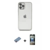 MARSİLYAN™- iPhone 12 Pro Kılıf Vadi Minimal - Siyah 34D Hayalet Izgaralı Cam + Shine Kamera Lens Koruma Cam - PE