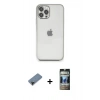 MARSİLYAN™- iPhone 12 Pro Kılıf Vadi Minimal - Siyah 34D Hayalet Izgaralı Cam + Shine Kamera Lens Koruma Cam - SH