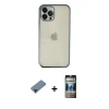 MARSİLYAN™- iPhone 12 Pro Kılıf Vadi Minimal - Siyah 34D Hayalet Izgaralı Cam + Shine Kamera Lens Koruma Cam - SH
