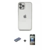 MARSİLYAN™- iPhone 12 Pro Kılıf Vadi Minimal - Siyah 34D Hayalet Izgaralı Cam + Renkli Kamera Lens Koruma Cam - YL