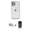 MARSİLYAN™- iPhone 12 Pro Kılıf Vadi Minimal - Siyah 360 Mat Full Body Arka Koruyucu + Rainbow Kamera Lens Koruma Cam - GD