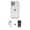 MARSİLYAN™- iPhone 12 Pro Kılıf Vadi Minimal - Siyah 360 Mat Full Body Arka Koruyucu + Mavi Shine Kamera Lens