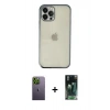 MARSİLYAN™- iPhone 12 Pro Kılıf Vadi Minimal - Siyah 360 Mat Full Body Arka Koruyucu + Neon Fosforlu Kamera Lens - YL