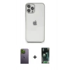MARSİLYAN™- iPhone 12 Pro Kılıf Vadi Minimal - Siyah 360 Mat Full Body Arka Koruyucu + Neon Fosforlu Kamera Lens - YL