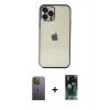 MARSİLYAN™- iPhone 12 Pro Kılıf Vadi Minimal - Siyah 360 Mat Full Body Arka Koruyucu + Neon Fosforlu Kamera Lens - YL