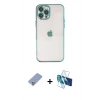 MARSİLYAN™- iPhone 12 Pro Kılıf Vadi Minimal - Siyah 3D Antistatik Cam Ekran Koruyucu + Metal Kamera Lens Koruma Cam - KUYL