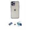 MARSİLYAN™- iPhone 12 Pro Kılıf Vadi Minimal - Siyah 3D Antistatik Cam Ekran Koruyucu + Shine Kamera Lens Koruma Cam - GD