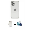 MARSİLYAN™- iPhone 12 Pro Kılıf Vadi Minimal - Siyah 3D Antistatik Cam Ekran Koruyucu + Shine Kamera Lens - GD