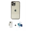 MARSİLYAN™- iPhone 12 Pro Kılıf Vadi Minimal - Siyah 3D Antistatik Cam Ekran Koruyucu + Shine Kamera Lens - GD