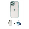 MARSİLYAN™- iPhone 12 Pro Kılıf Vadi Minimal - Siyah 3D Antistatik Cam Ekran Koruyucu + Shine Kamera Lens - GD