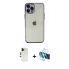 MARSİLYAN™- iPhone 12 Pro Kılıf Vadi Minimal - Siyah 3D Antistatik Cam Ekran Koruyucu + Shine Kamera Lens - GD