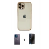 MARSİLYAN™- iPhone 12 Pro Kılıf Vadi Minimal - Siyah 3D Antistatik Hayalet Cam Ekran Koruyucu + Neon Fosforlu Kamera Lens - MI