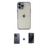MARSİLYAN™- iPhone 12 Pro Kılıf Vadi Minimal - Siyah 3D Antistatik Hayalet Cam Ekran Koruyucu + Neon Fosforlu Kamera Lens - MI