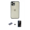 MARSİLYAN™- iPhone 12 Pro Kılıf Vadi Minimal - Siyah 3D Antistatik Hayalet Cam Ekran Koruyucu + Renkli Kamera Lens Koruma Cam - MI