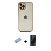 MARSİLYAN™- iPhone 12 Pro Kılıf Vadi Minimal - Siyah 3D Antistatik Hayalet Cam Ekran Koruyucu + Shine Kamera Lens Koruma Cam - MI