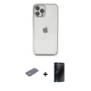 MARSİLYAN™- iPhone 12 Pro Kılıf Vadi Minimal - Siyah 3D Antistatik Hayalet Cam Ekran Koruyucu + Renkli Kamera Lens Koruma Cam - SI