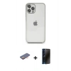 MARSİLYAN™- iPhone 12 Pro Kılıf Vadi Minimal - Siyah 3D Antistatik Hayalet Cam Ekran Koruyucu + Renkli Kamera Lens Koruma Cam - TU