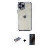 MARSİLYAN™- iPhone 12 Pro Kılıf Vadi Minimal - Siyah 3D Antistatik Hayalet Cam Ekran Koruyucu + Renkli Kamera Lens Koruma Cam - TU
