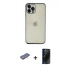 MARSİLYAN™- iPhone 12 Pro Kılıf Vadi Minimal - Siyah 3D Antistatik Hayalet Cam Ekran Koruyucu + Renkli Kamera Lens Koruma Cam - TU
