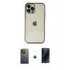 MARSİLYAN™- iPhone 12 Pro Kılıf Vadi Minimal - Siyah 3D Antistatik Hayalet Cam Ekran Koruyucu + Neon Fosforlu Kamera Lens - YL