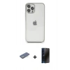 MARSİLYAN™- iPhone 12 Pro Kılıf Vadi Minimal - Siyah 3D Antistatik Hayalet Cam Ekran Koruyucu + Renkli Kamera Lens Koruma Cam - YL