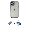 MARSİLYAN™- iPhone 12 Pro Kılıf Vadi Minimal - Siyah 3D Antistatik Seramik Nano Ekran Koruyucu + Metal Kamera Lens Koruma Cam - GD