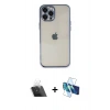 MARSİLYAN™- iPhone 12 Pro Kılıf Vadi Minimal - Siyah 3D Antistatik Seramik Nano Ekran Koruyucu + Kamera Lens Koruma Cam - SF