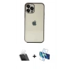 MARSİLYAN™- iPhone 12 Pro Kılıf Vadi Minimal - Siyah 3D Antistatik Seramik Nano Ekran Koruyucu + Kamera Lens Koruma Cam - SF