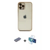 MARSİLYAN™- iPhone 12 Pro Kılıf Vadi Minimal - Siyah 3D Antistatik Seramik Nano Ekran Koruyucu + Renkli Kamera Lens Koruma Cam - MI