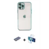 MARSİLYAN™- iPhone 12 Pro Kılıf Vadi Minimal - Siyah 3D Antistatik Seramik Nano Ekran Koruyucu + Renkli Kamera Lens Koruma Cam - MI