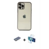 MARSİLYAN™- iPhone 12 Pro Kılıf Vadi Minimal - Siyah 3D Antistatik Seramik Nano Ekran Koruyucu + Renkli Kamera Lens Koruma Cam - YL