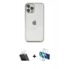 MARSİLYAN™- iPhone 12 Pro Kılıf Vadi Minimal - Siyah 3D Antistatik Seramik Nano Ekran Koruyucu + Kamera Lens Koruma Cam - SF