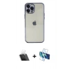 MARSİLYAN™- iPhone 12 Pro Kılıf Vadi Minimal - Siyah 3D Antistatik Seramik Nano Ekran Koruyucu + Kamera Lens Koruma Cam - SF
