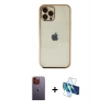 MARSİLYAN™- iPhone 12 Pro Kılıf Vadi Minimal - Siyah 3D Antistatik Seramik Nano Ekran Koruyucu + Neon Fosforlu Kamera Lens - TU