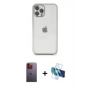 MARSİLYAN™- iPhone 12 Pro Kılıf Vadi Minimal - Siyah 3D Antistatik Seramik Nano Ekran Koruyucu + Neon Fosforlu Kamera Lens - TU