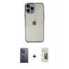 MARSİLYAN™- iPhone 12 Pro Kılıf Vadi Minimal - Siyah 6D Mat Seramik Hayalet Nano Ekran Koruyucu + Neon Fosforlu Kamera Lens - BZ