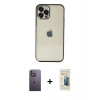 MARSİLYAN™- iPhone 12 Pro Kılıf Vadi Minimal - Siyah 6D Mat Seramik Hayalet Nano Ekran Koruyucu + Neon Fosforlu Kamera Lens - BZ