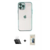 MARSİLYAN™- iPhone 12 Pro Kılıf Vadi Minimal - Siyah 6D Mat Seramik Hayalet Nano Ekran Koruyucu + Kamera Lens Koruma Cam - SF