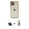 MARSİLYAN™- iPhone 12 Pro Kılıf Vadi Minimal - Siyah 6D Mat Seramik Hayalet Nano Ekran Koruyucu + Kamera Lens Koruma Cam - SF
