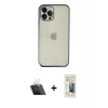 MARSİLYAN™- iPhone 12 Pro Kılıf Vadi Minimal - Siyah 6D Mat Seramik Hayalet Nano Ekran Koruyucu + Kamera Lens Koruma Cam - SF